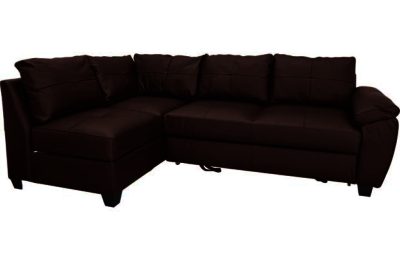 Fernando Leather Left Hand Corner Sofa Bed - Chocolate